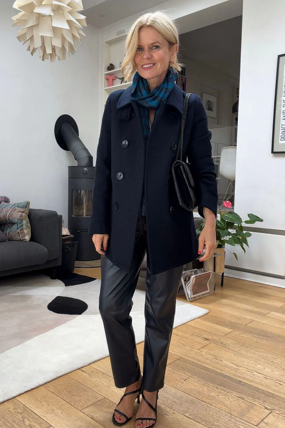 Sandrine Faux Leather Trousers - Blue/Black - Image 7