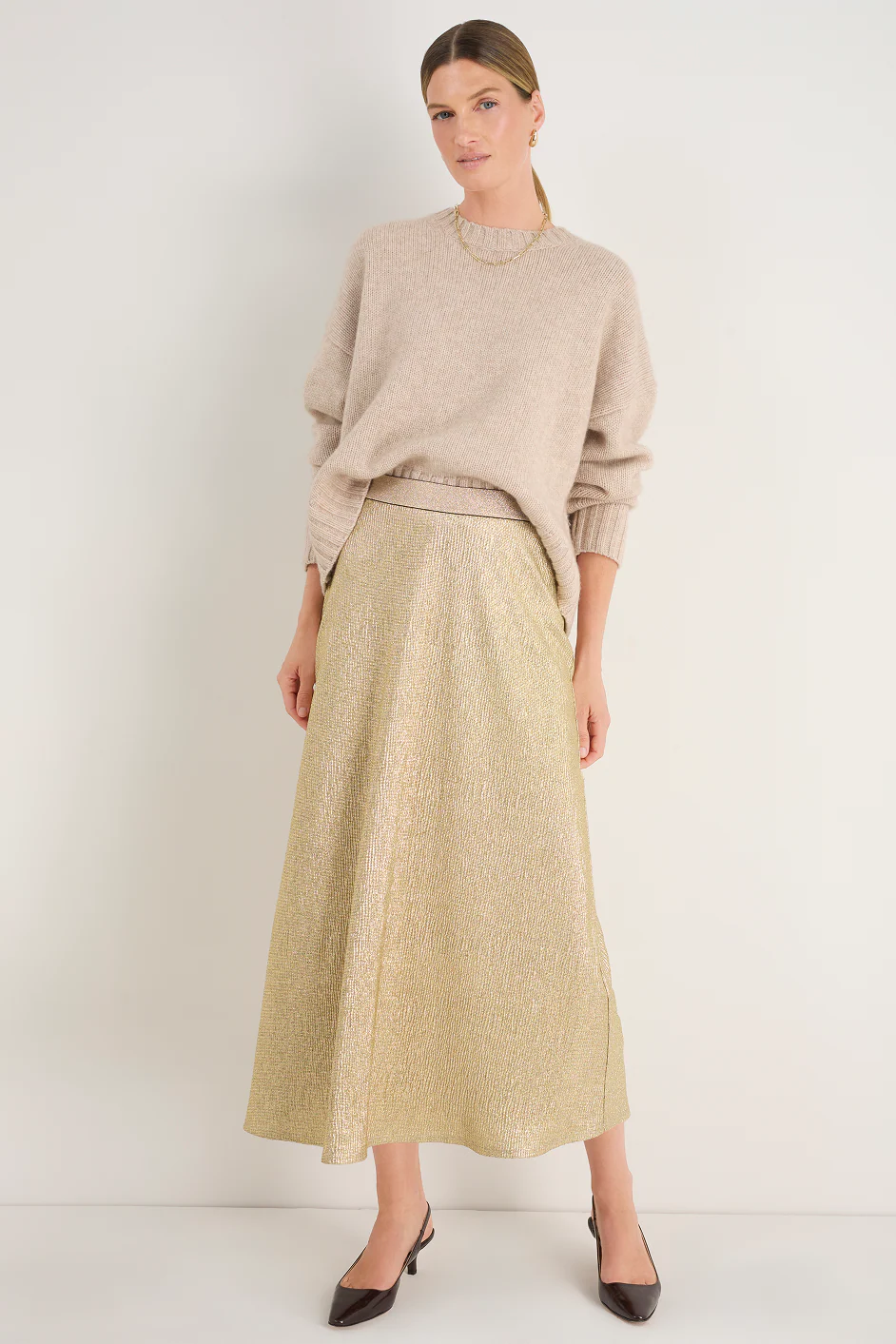 Sathony Metallic Skirt - Gold - Image 3