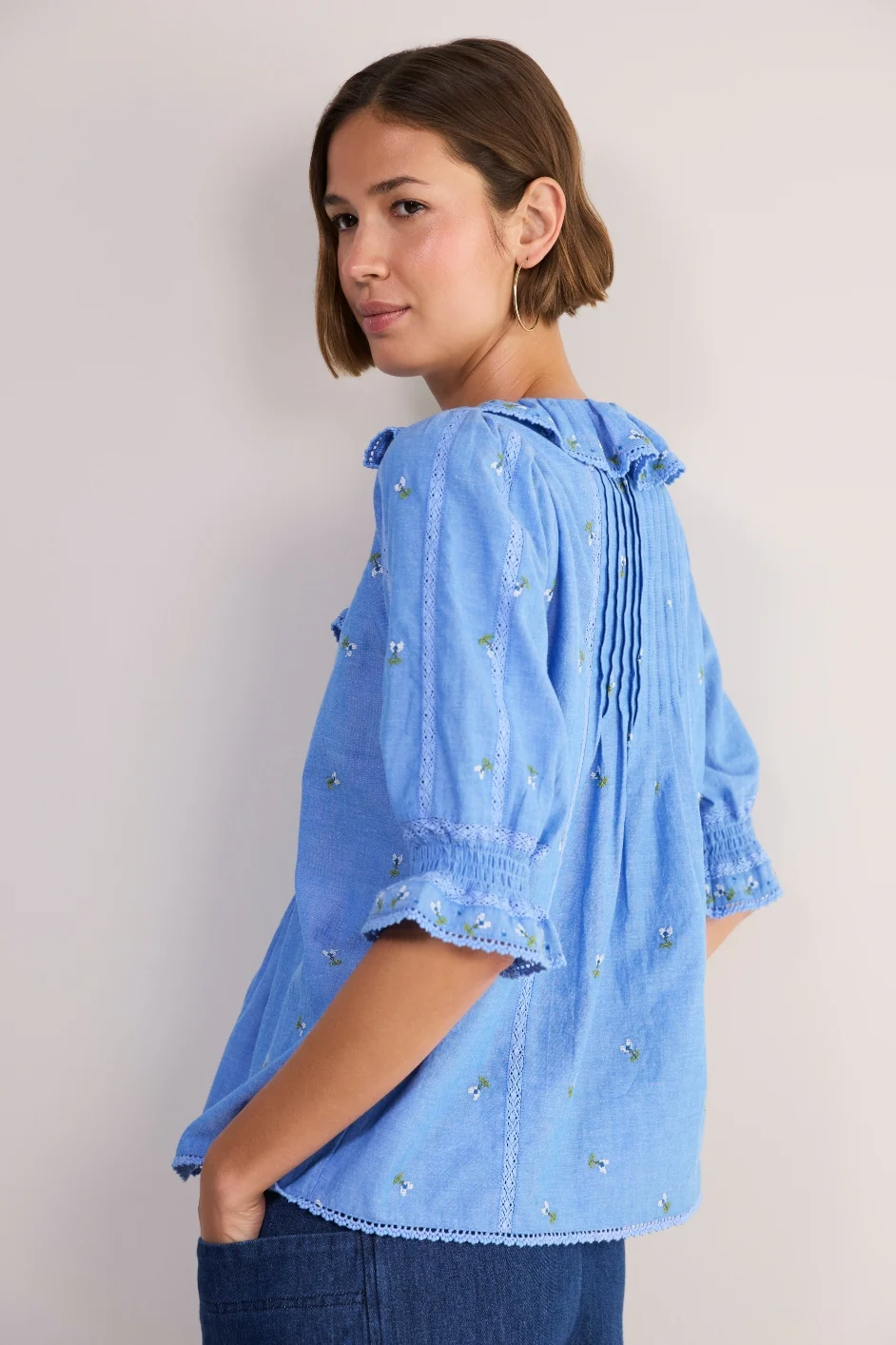 Scarlet Blouse - Chambray Embroidered - Image 4