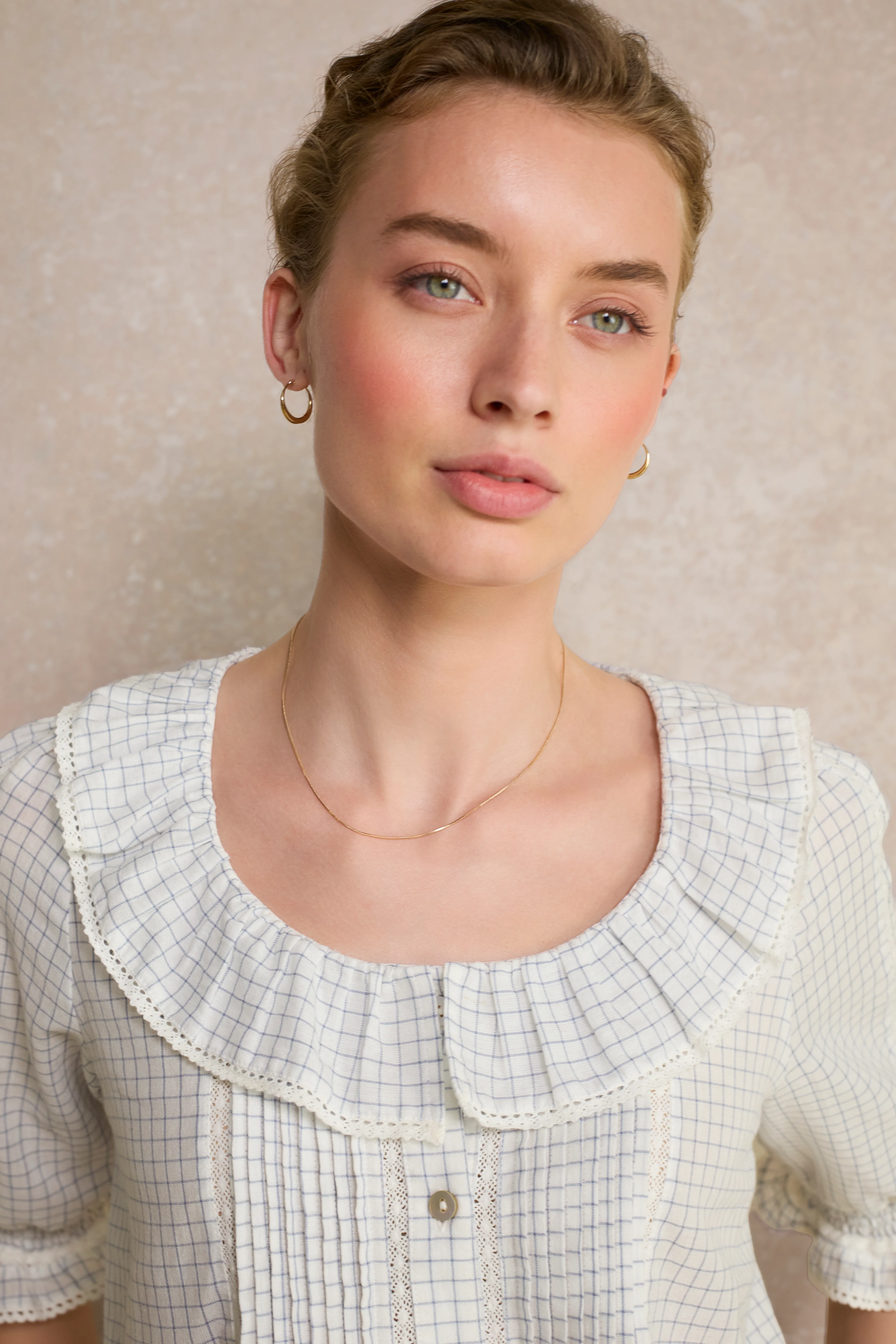 Scarlet Blouse - Ivory Check - Image 4