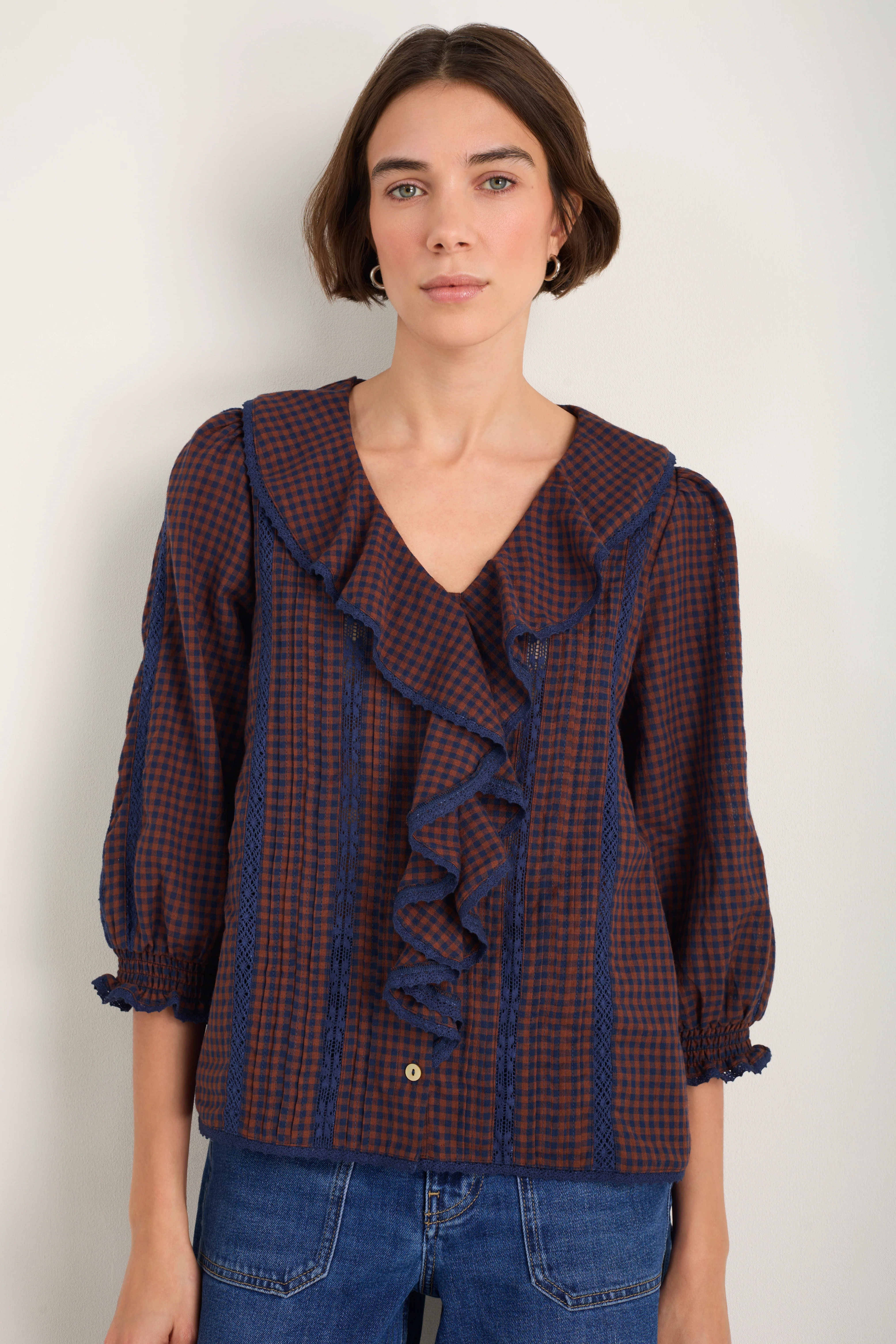 Sierra Blouse - Midnight/Cocoa Check - Image 3