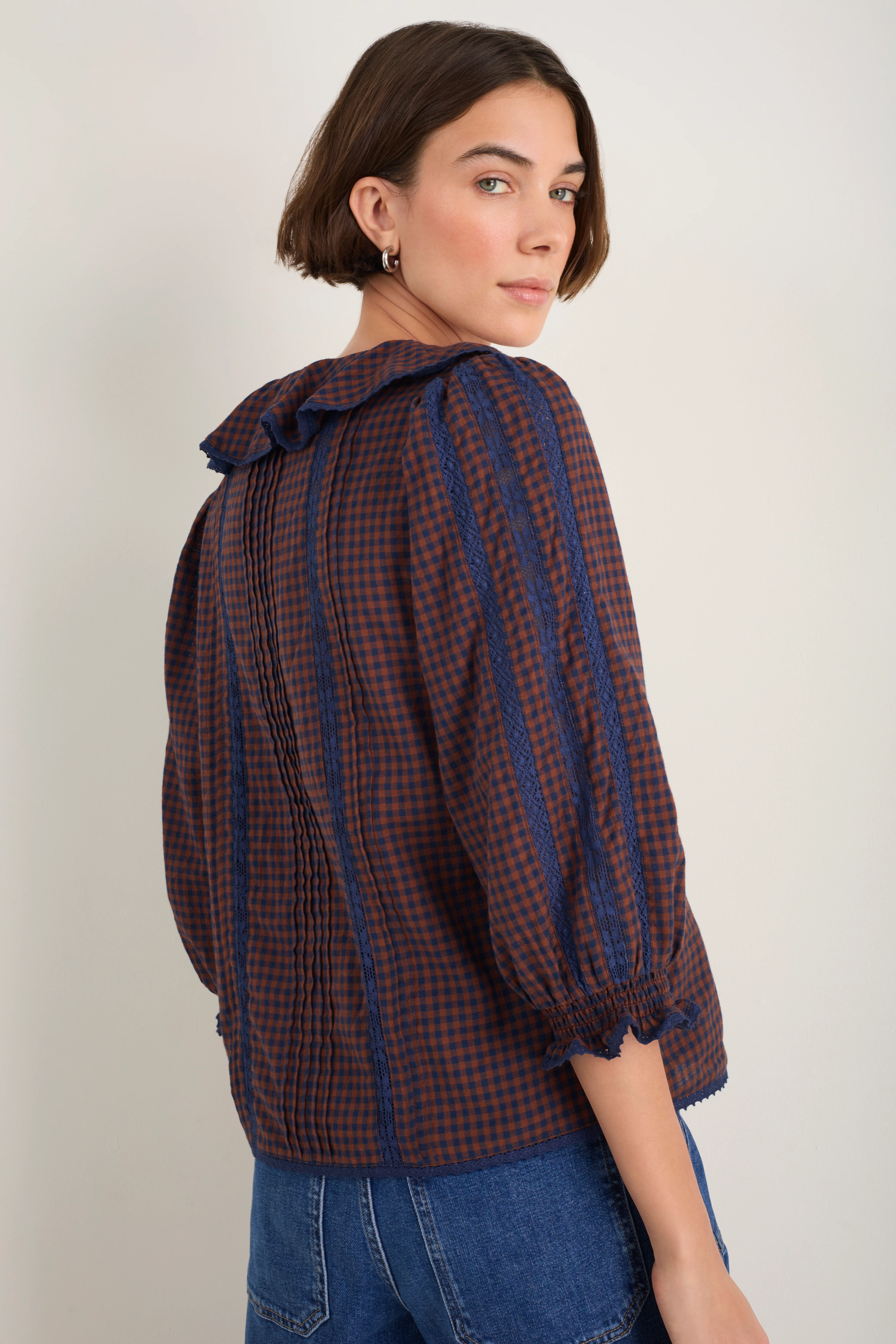 Sierra Blouse - Midnight/Cocoa Check - Image 4