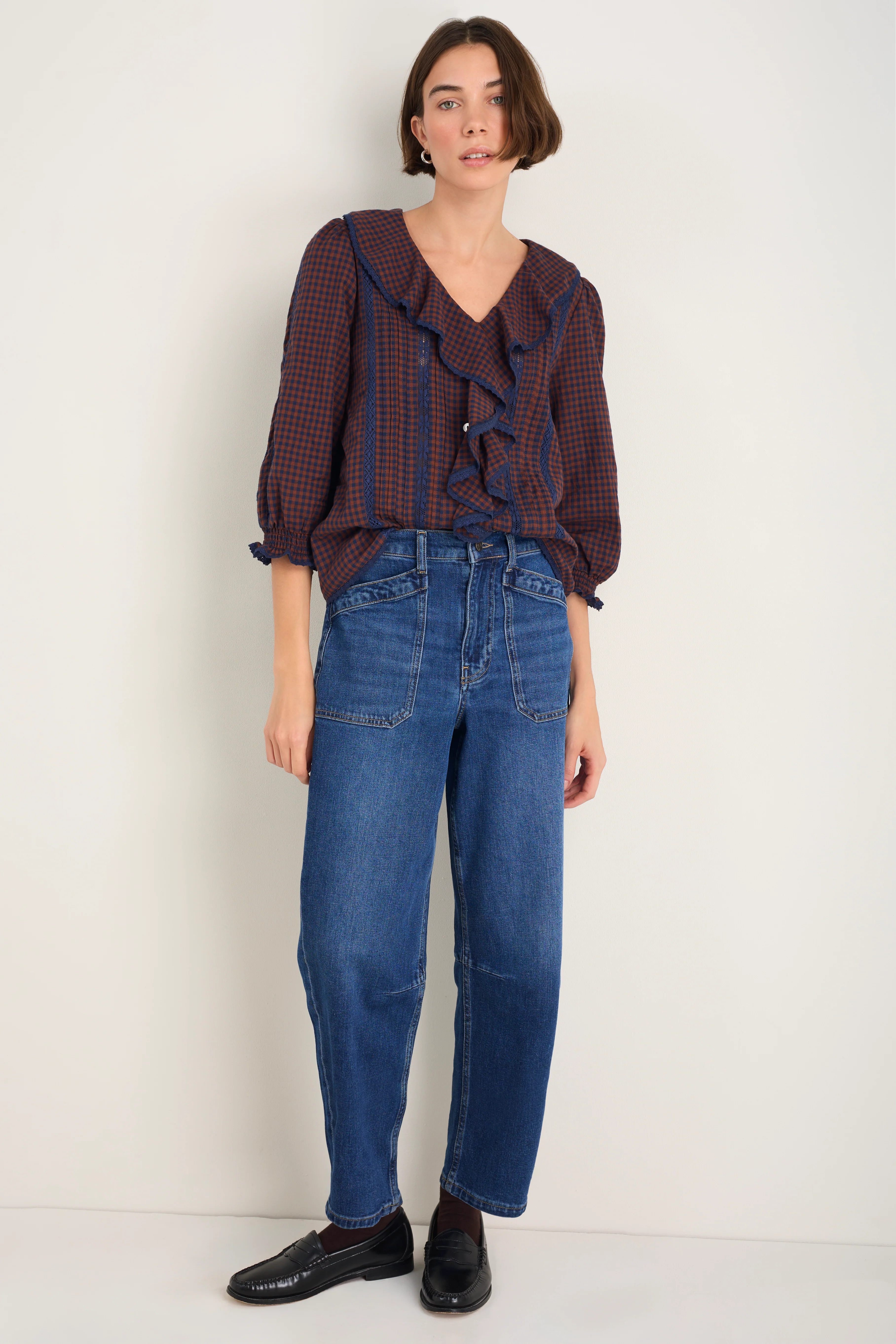 Sierra Blouse - Midnight/Cocoa Check - Image 5