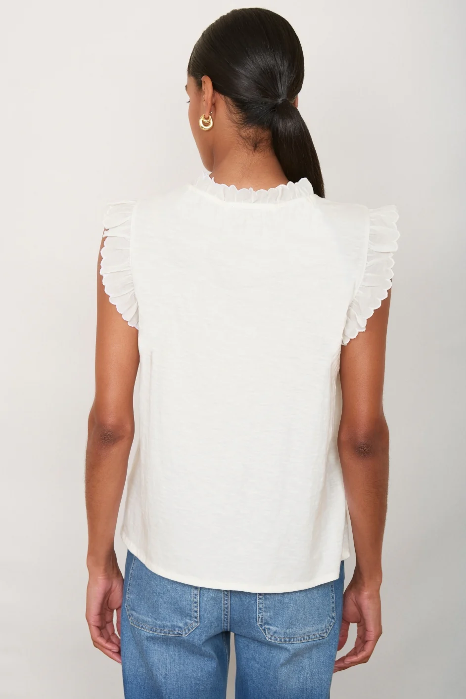 Skye Woven Mix Top - Ivory - Image 3