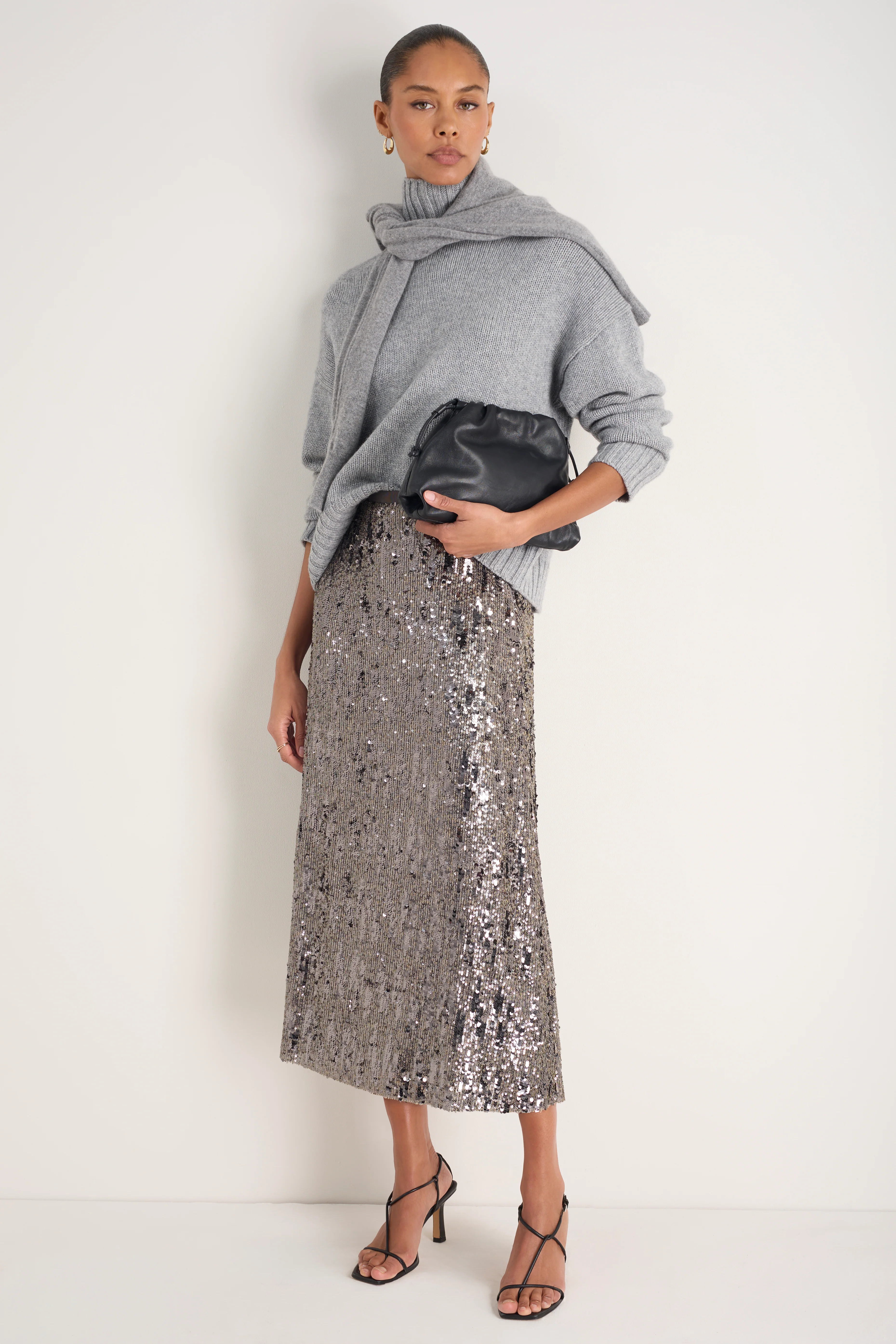 Suzy Sequin Skirt - Pewter - Image 3
