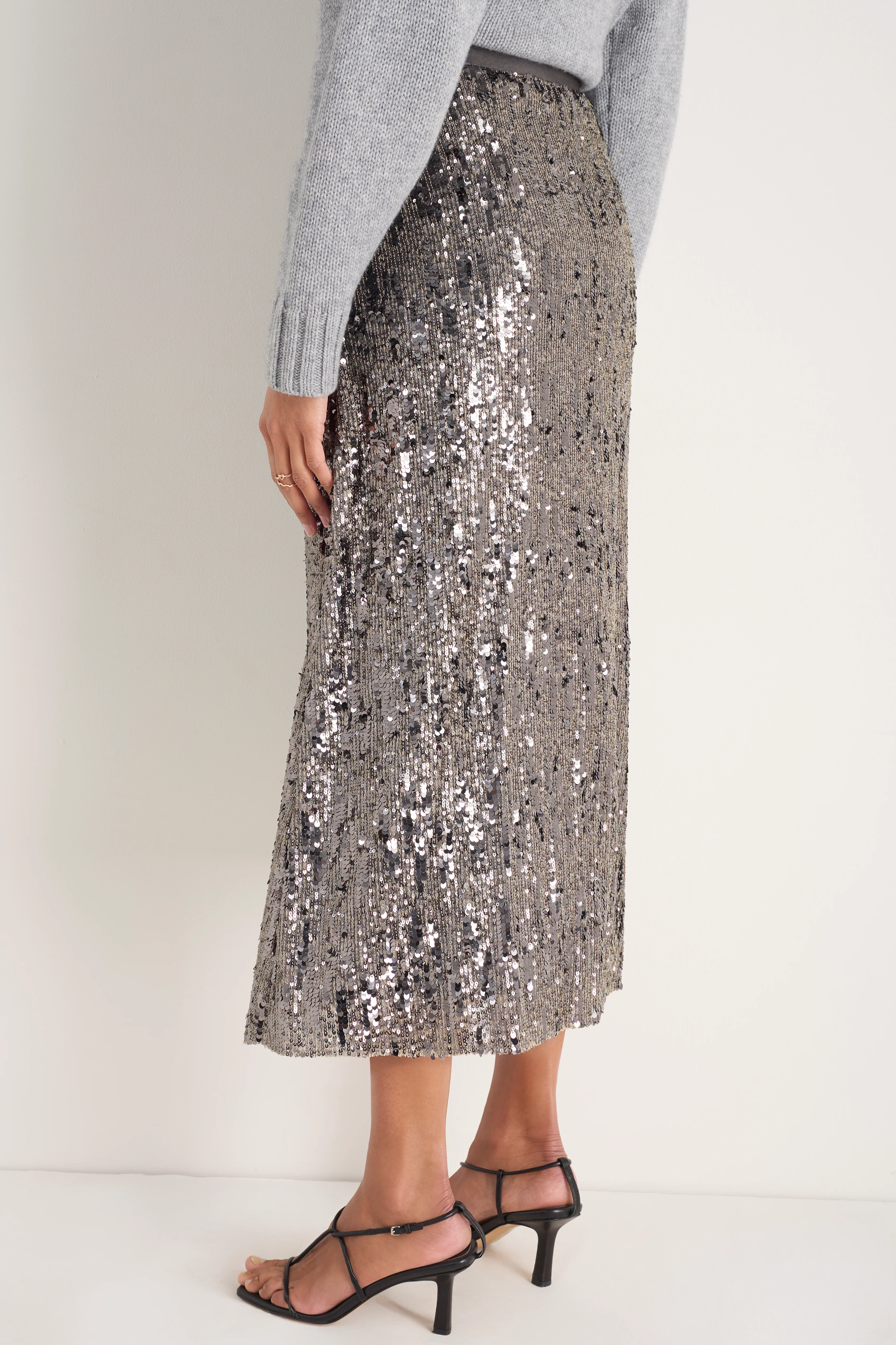 Suzy Sequin Skirt - Pewter - Image 4