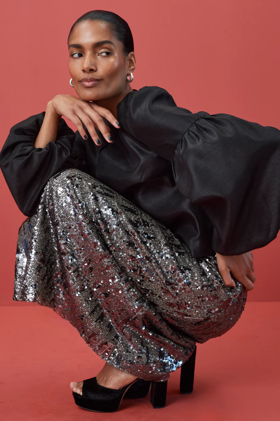 Suzy Sequin Skirt - Pewter - Image 5