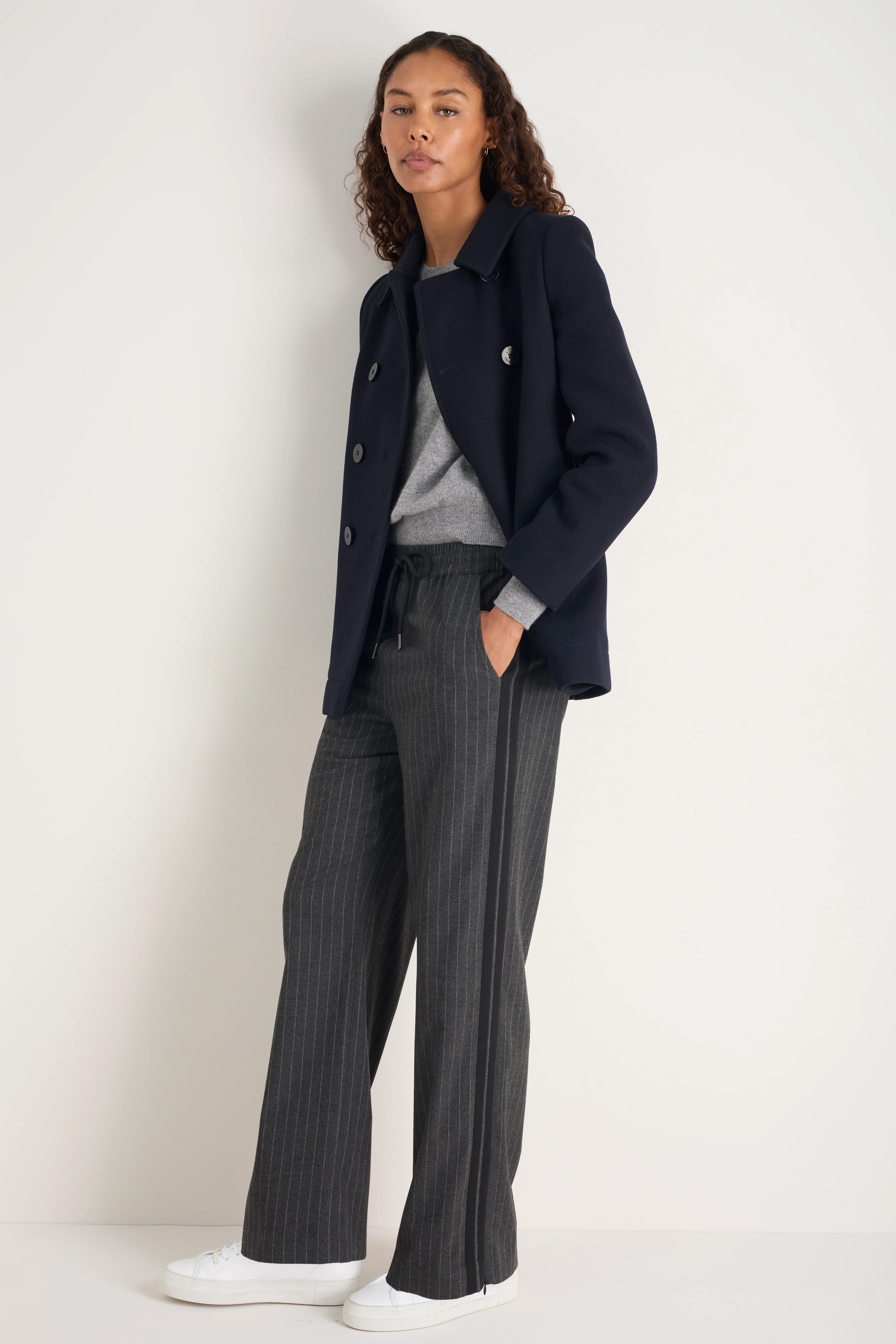 Suzy Side Stripe Trouser - Grey/Black - Image 3