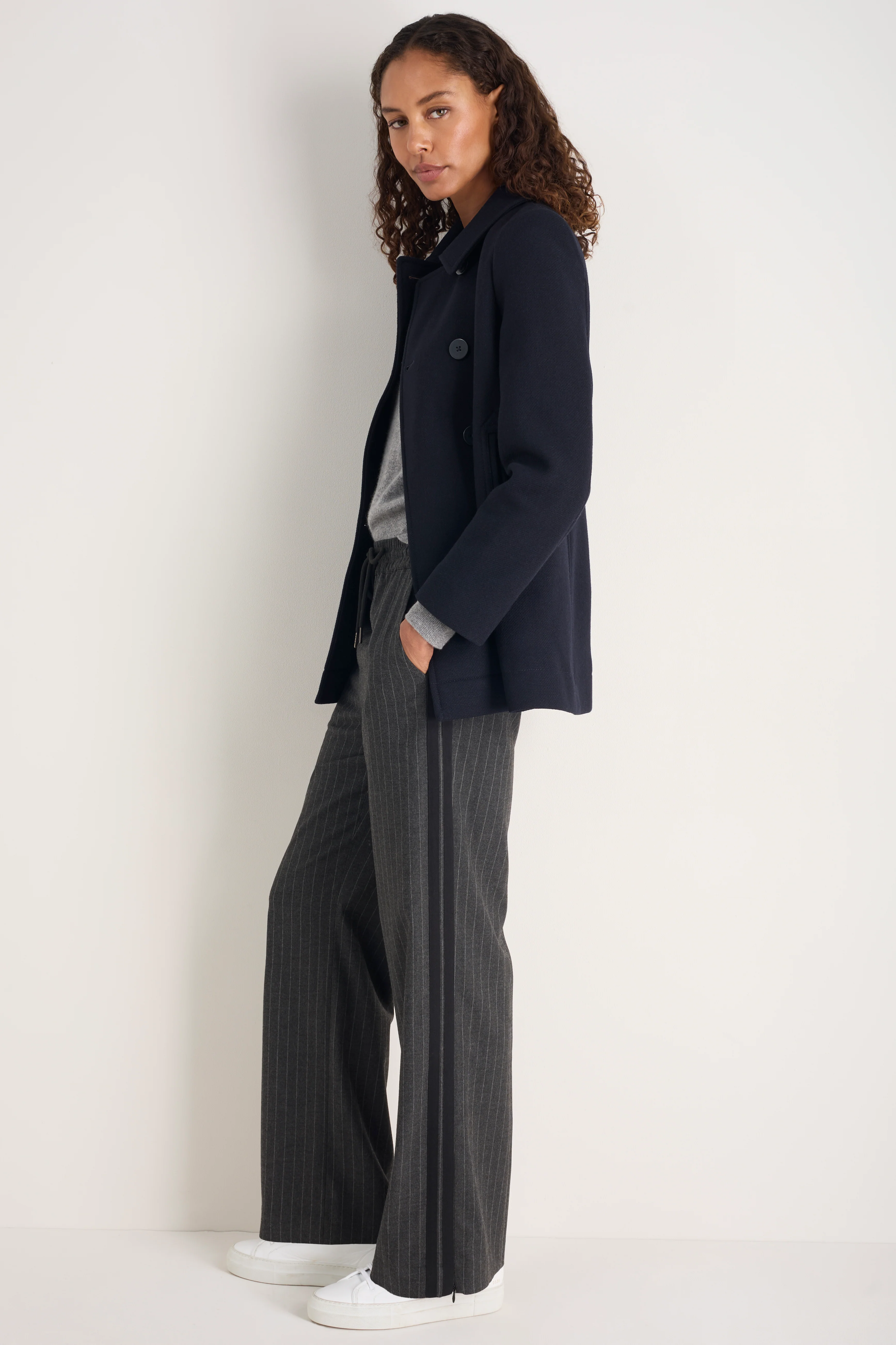 Suzy Side Stripe Trouser - Grey/Black - Image 5