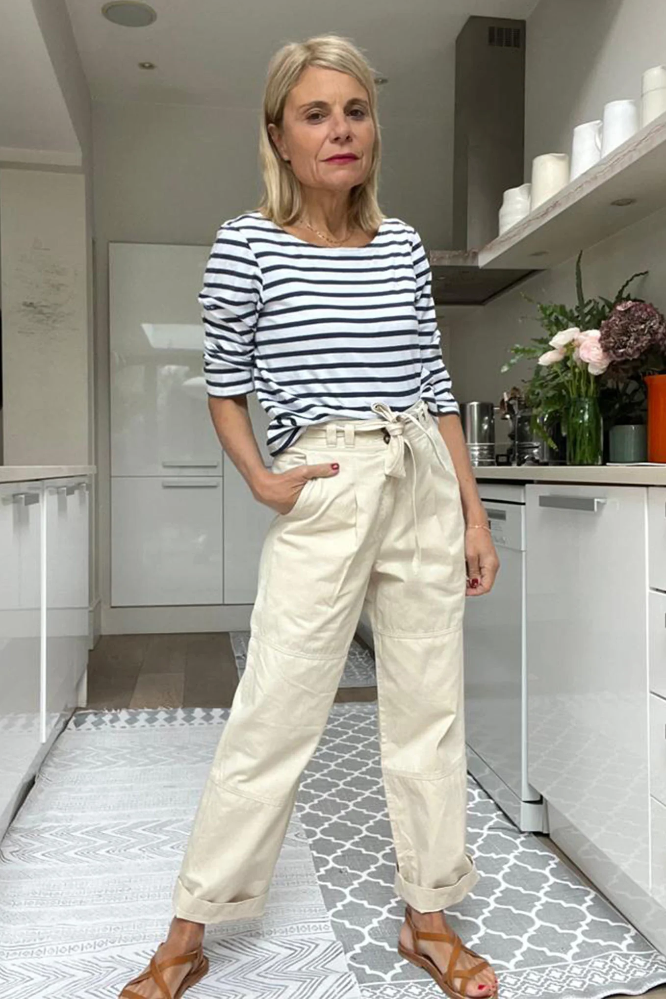 Talia Cotton Cargo Trouser - Ecru - Image 3