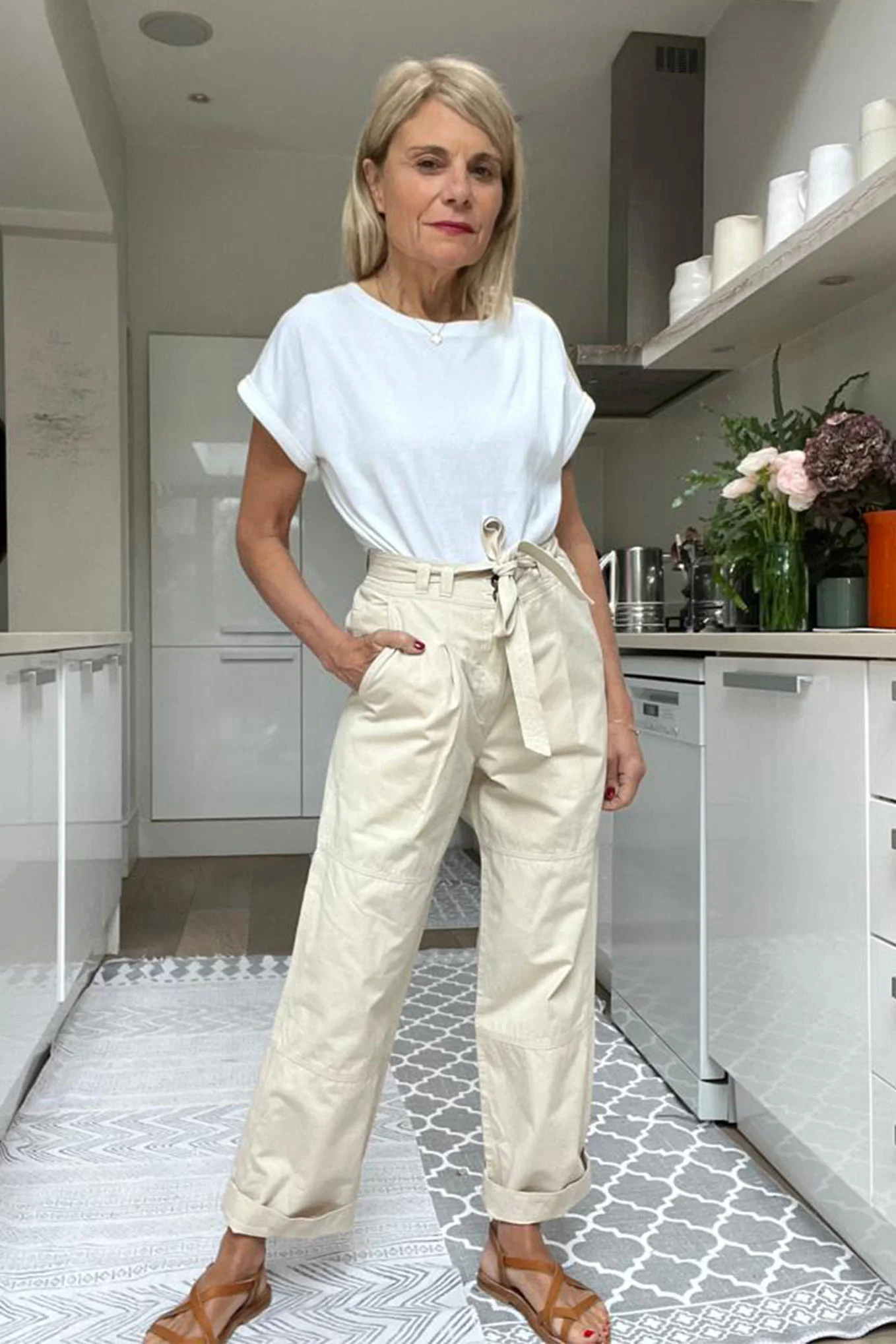 Talia Cotton Cargo Trouser - Ecru - Image 4