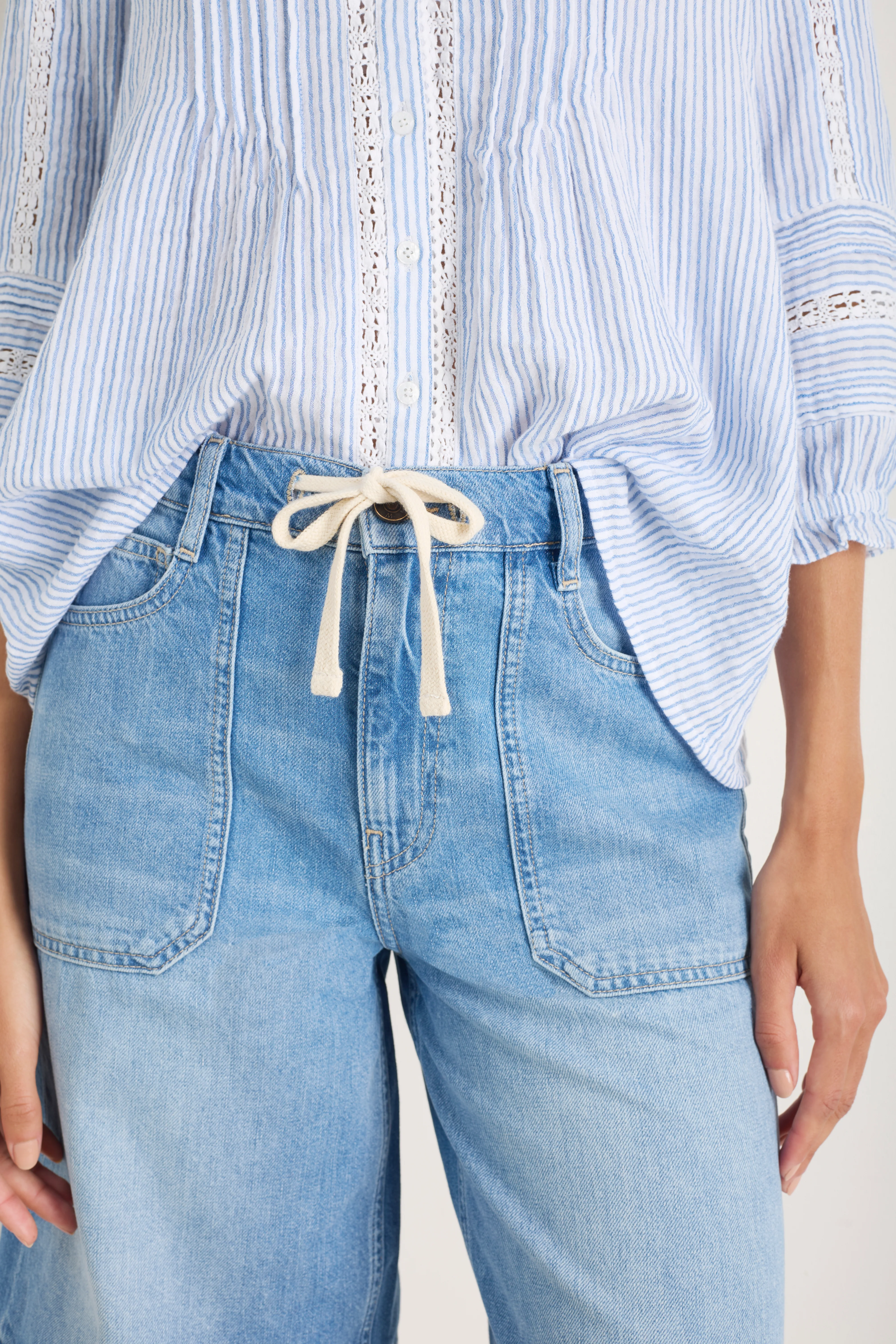 Tallulah Carpenter Tie Short - Light Wash - Image 2