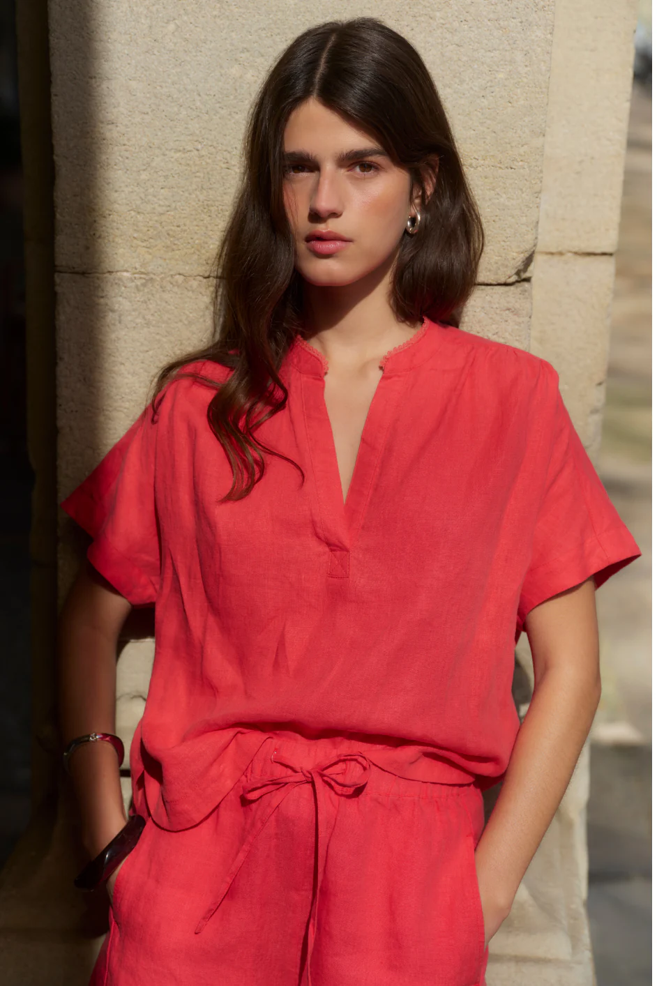 Thandie Linen Short - Watermelon - Image 2