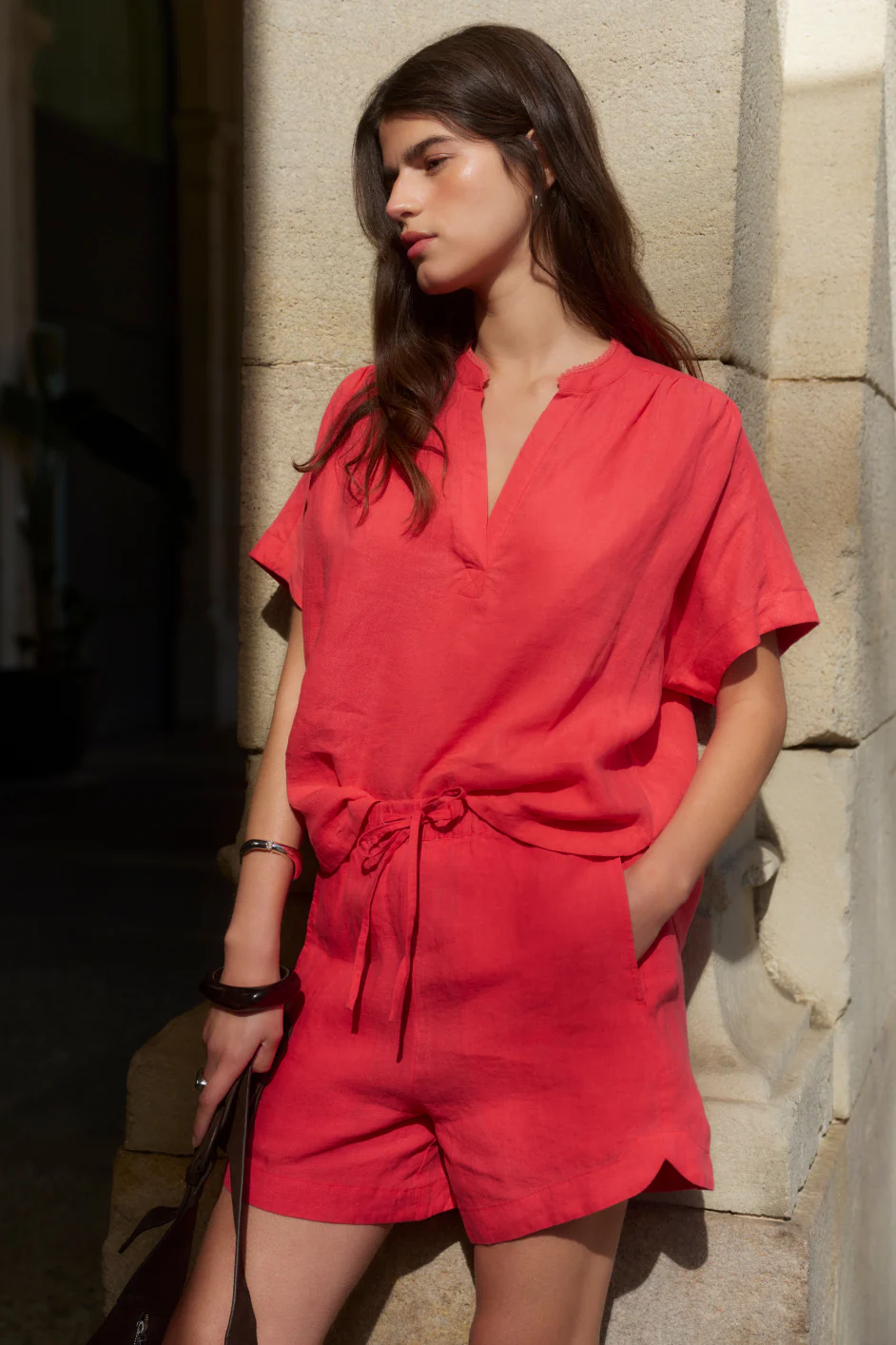 Thandie Linen Top - Watermelon - Image 2