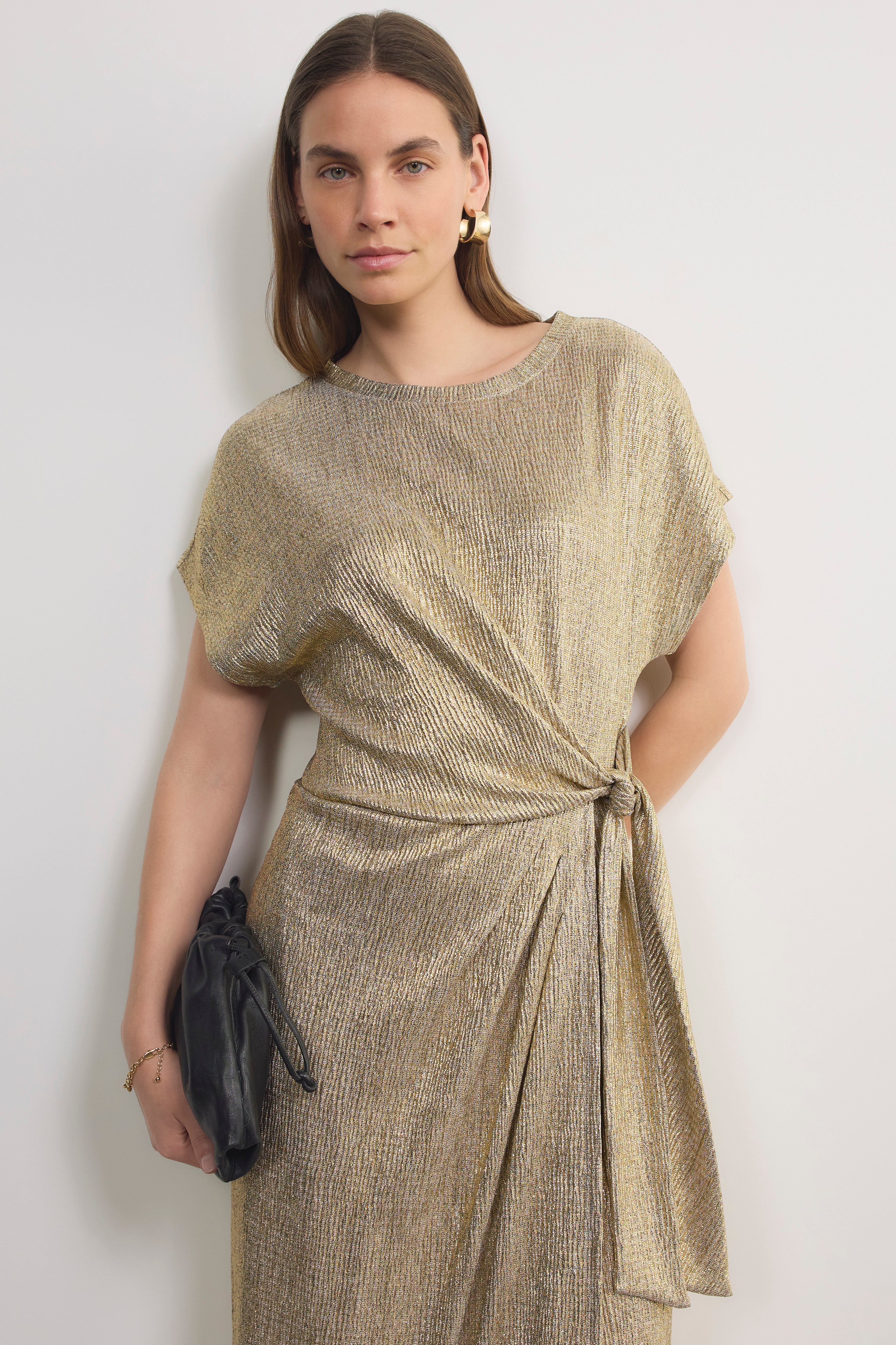 Tia Jersey Dress - Gold Metallic - Image 3