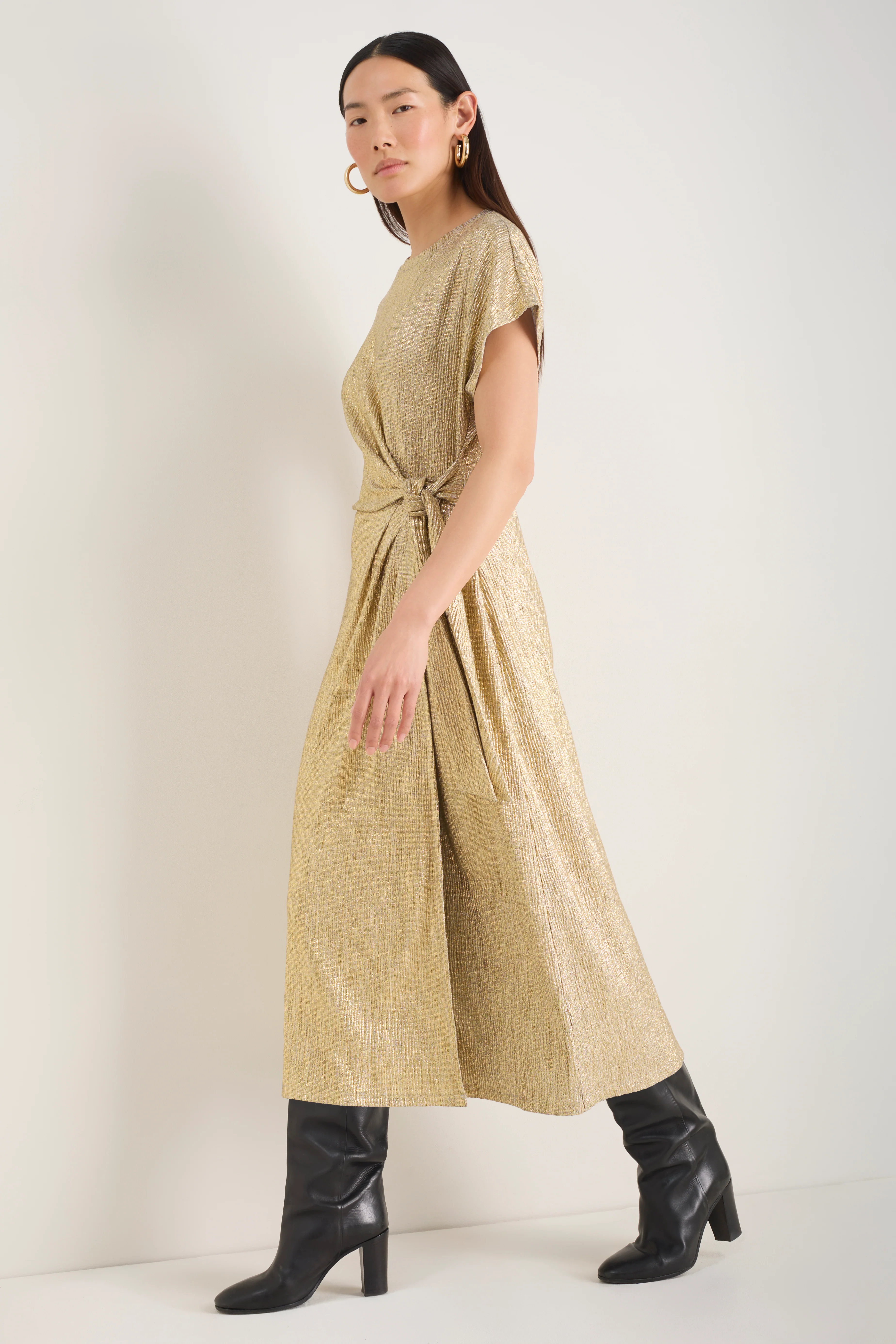 Tia Jersey Dress - Gold Metallic - Image 5