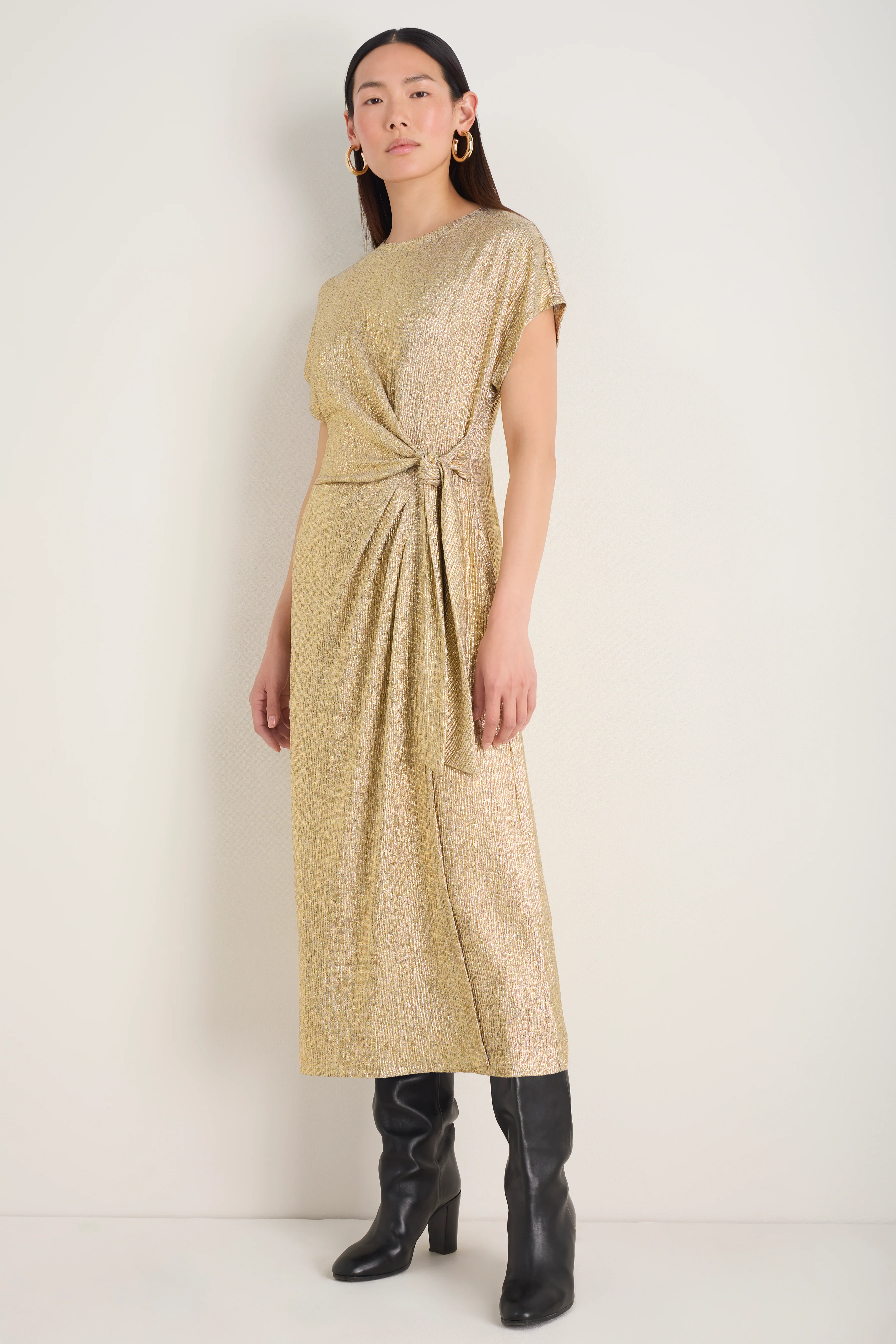 Tia Jersey Dress - Gold Metallic - Image 7