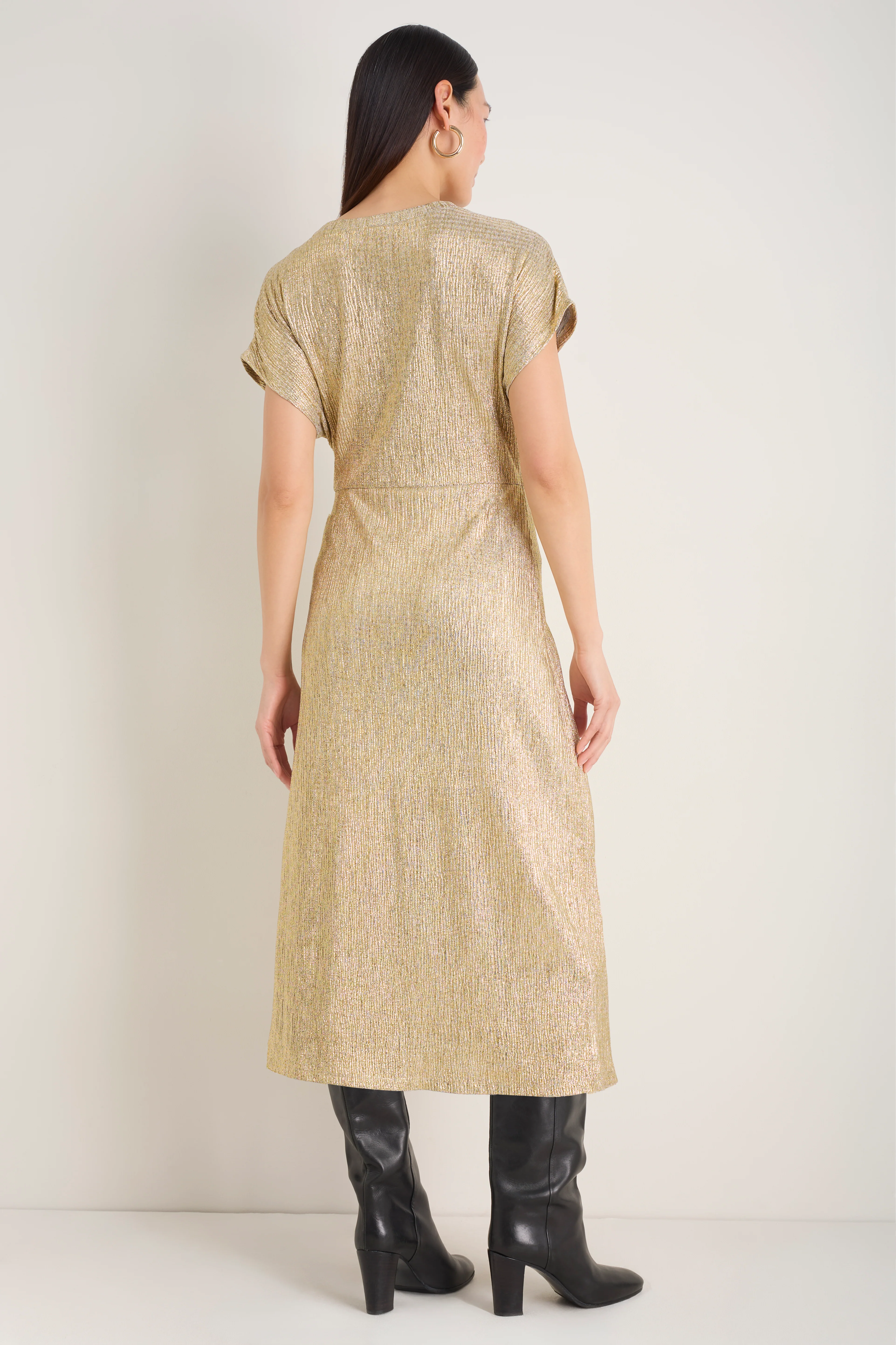Tia Jersey Dress - Gold Metallic - Image 8
