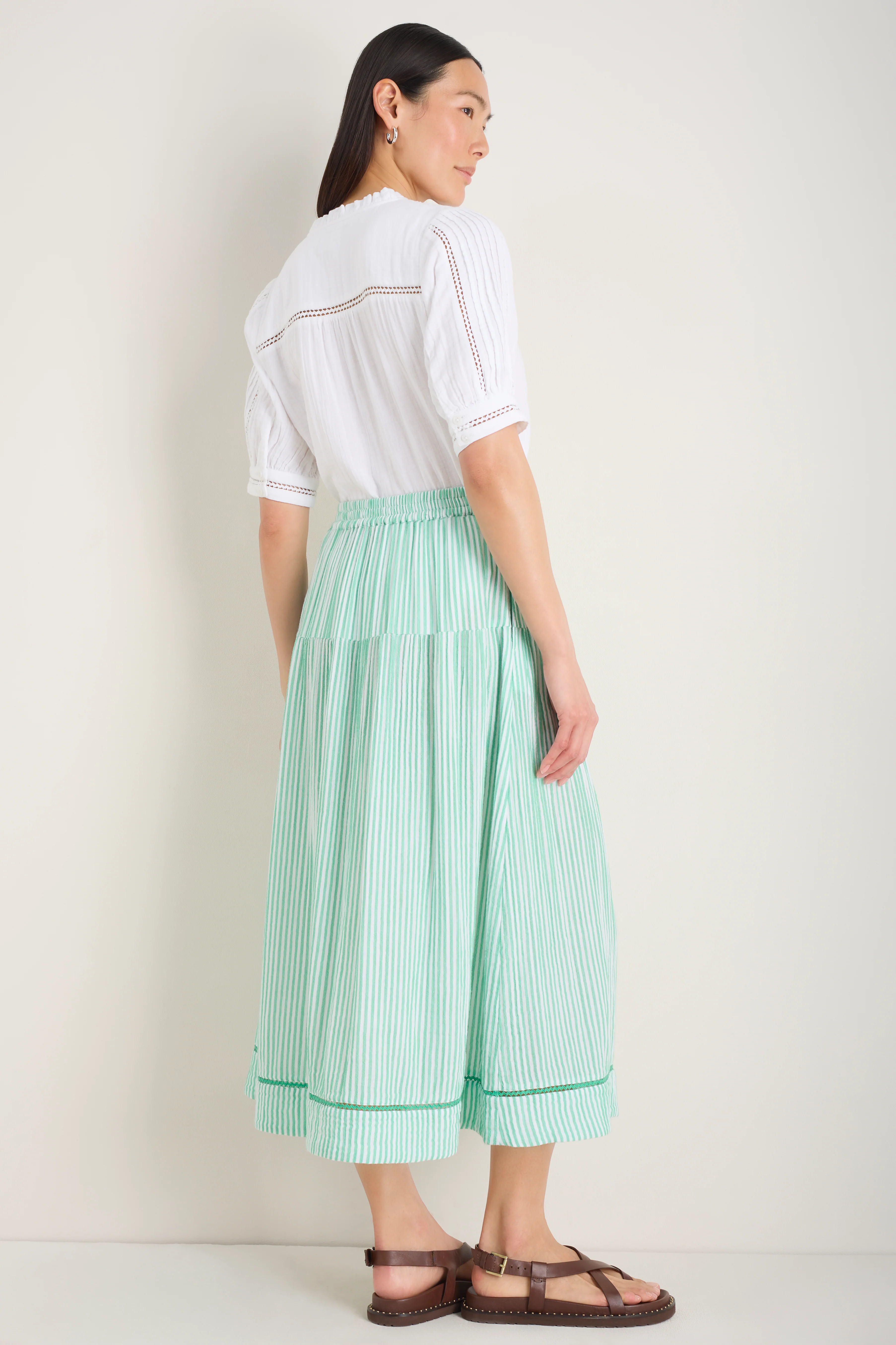 Tia Skirt - Jade Green/White Stripe - Image 3