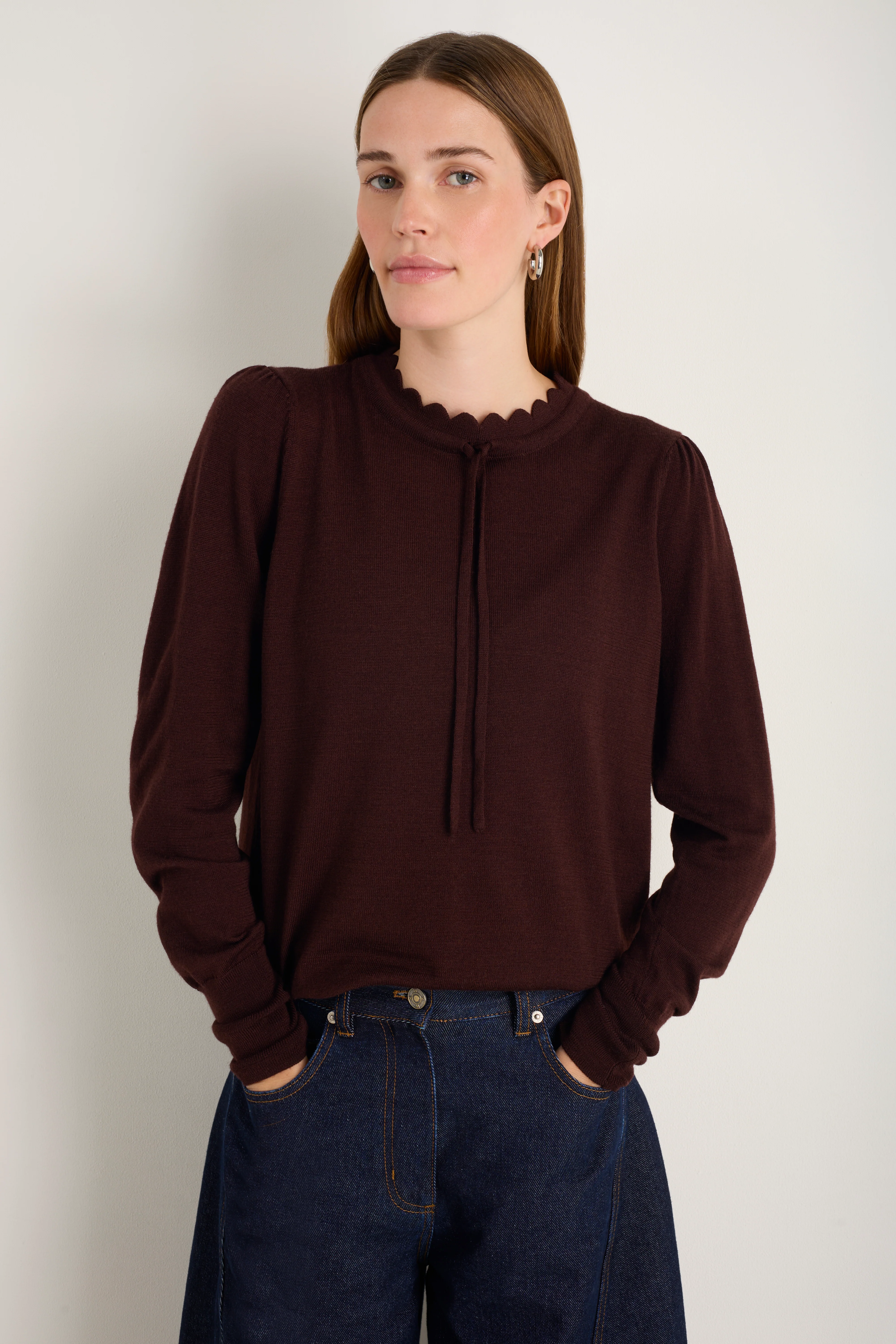 Tilda Fleurine Tie Jumper - Cocoa - Image 4