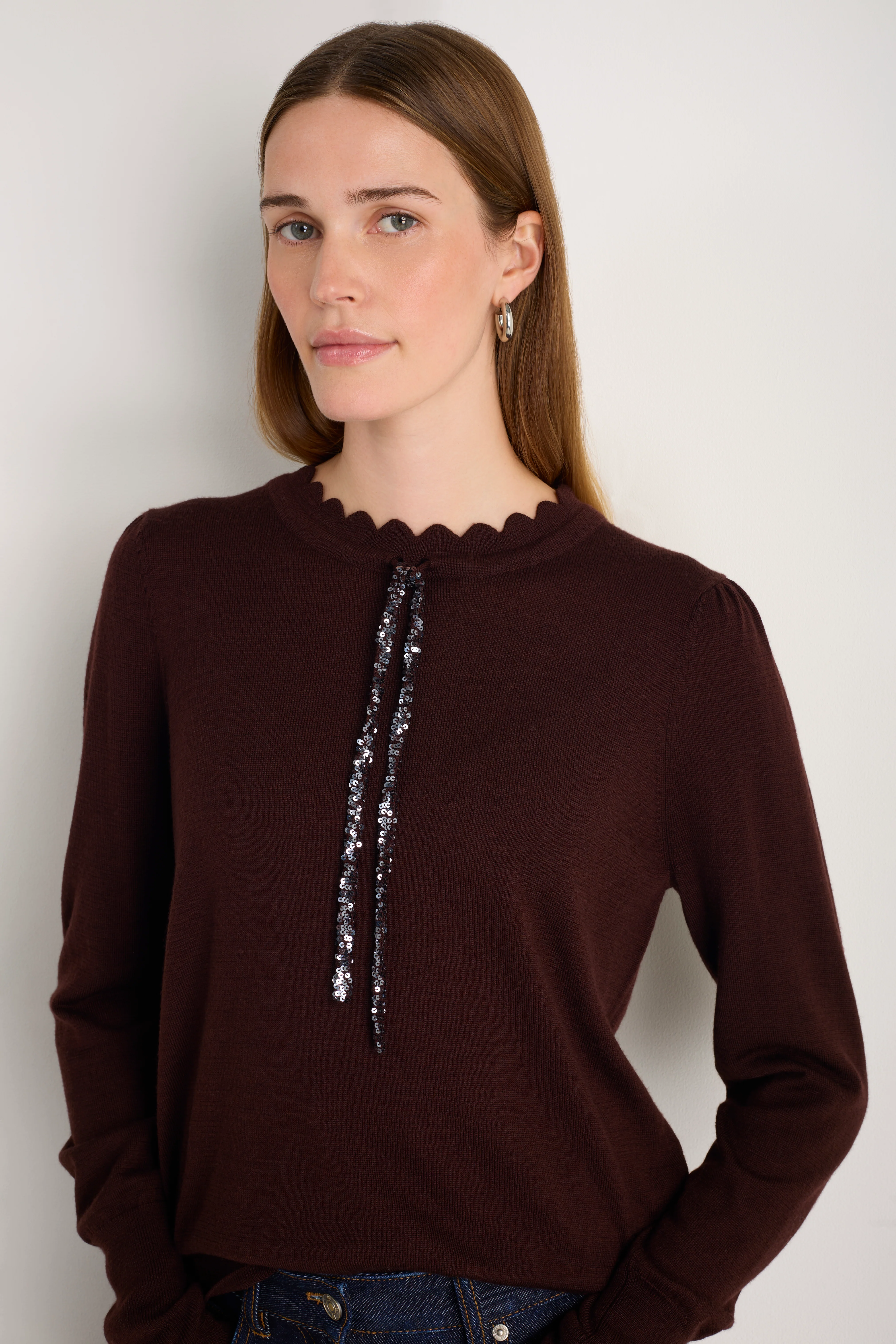Tilda Fleurine Tie Jumper - Cocoa - Image 7
