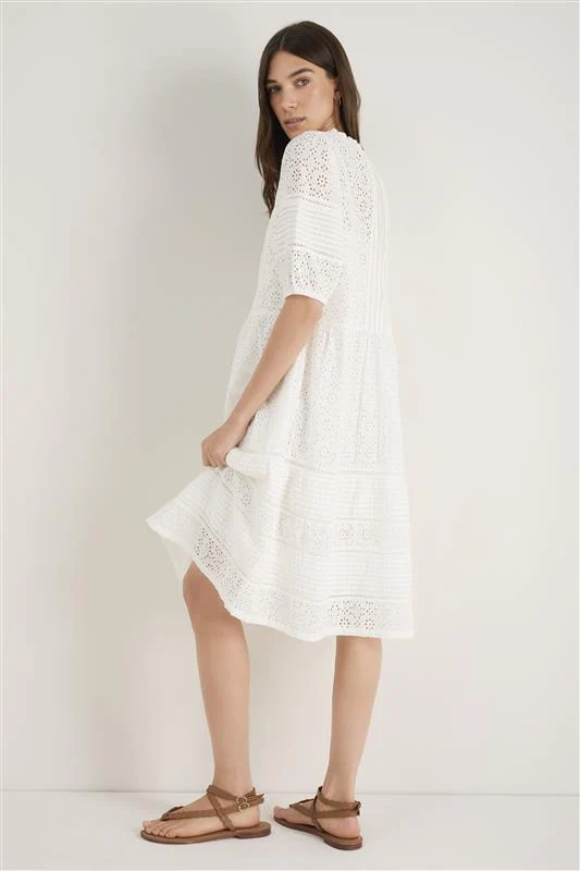 Tilly Broderie Dress - White - Image 3