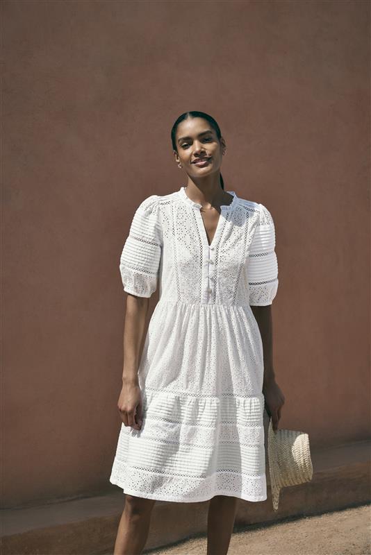 Tilly Broderie Dress - White - Image 4