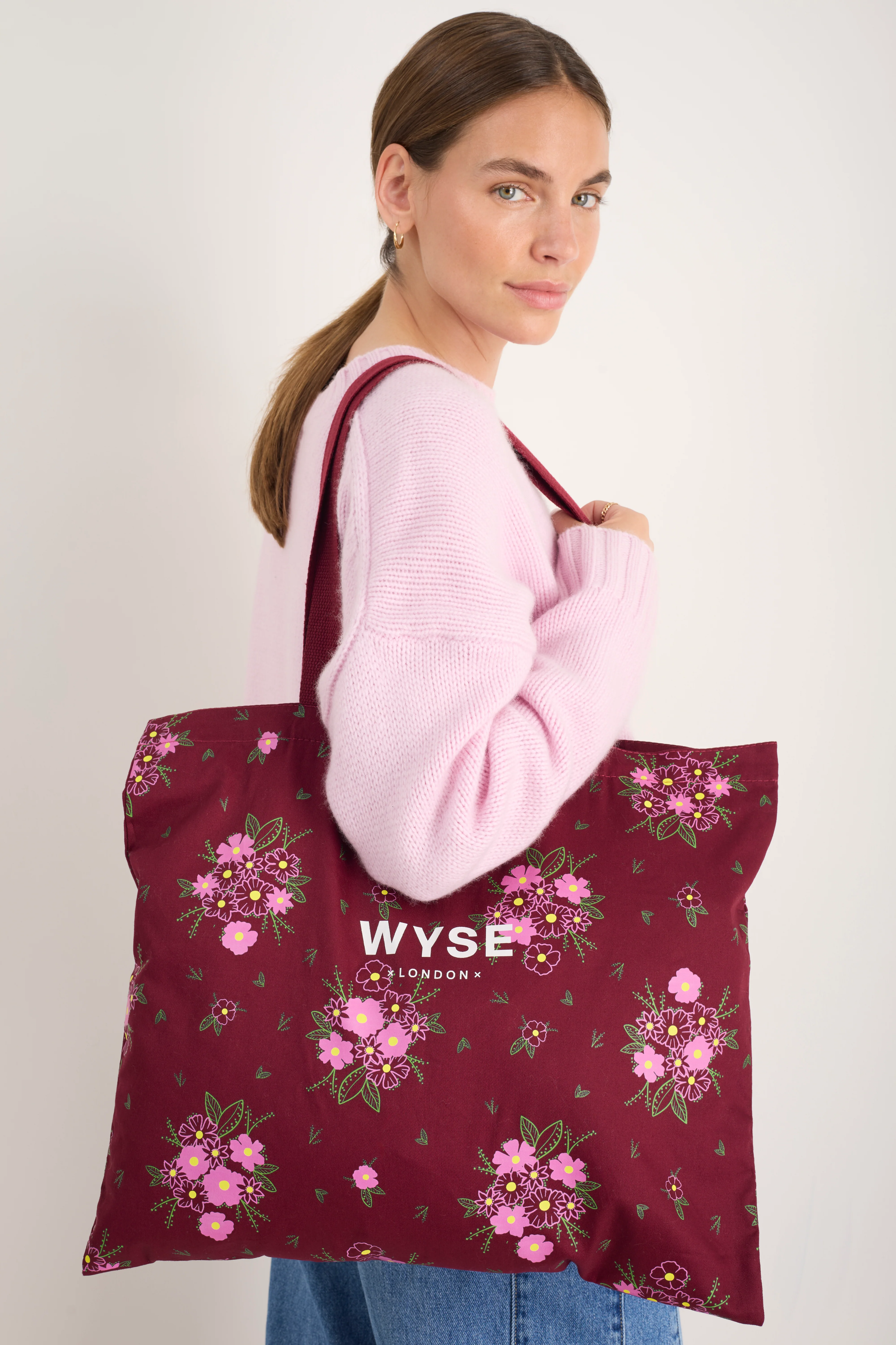 Tote Bag - Merlot Spaced Floral