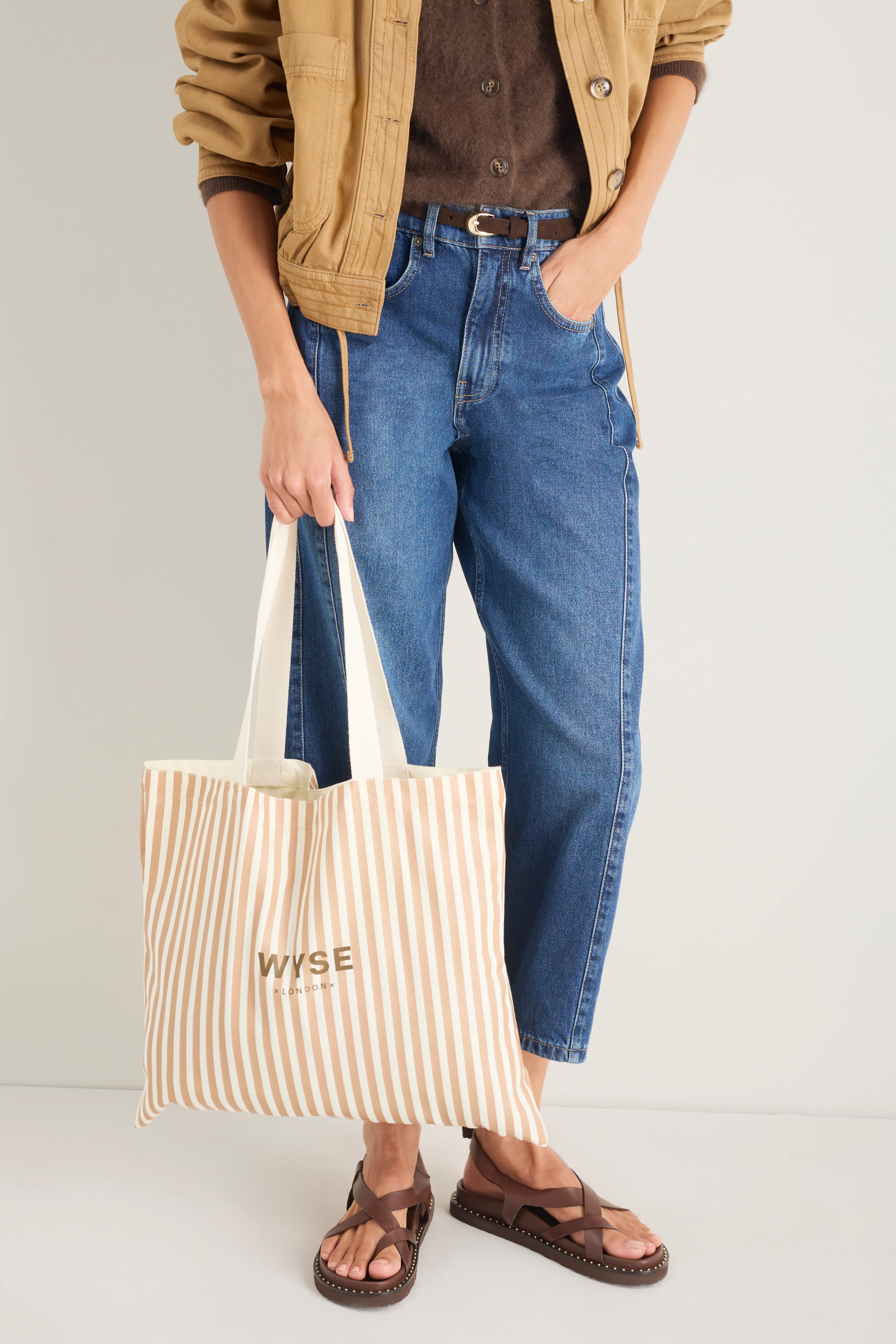 Tote Bag - Tan Stripe - Image 2