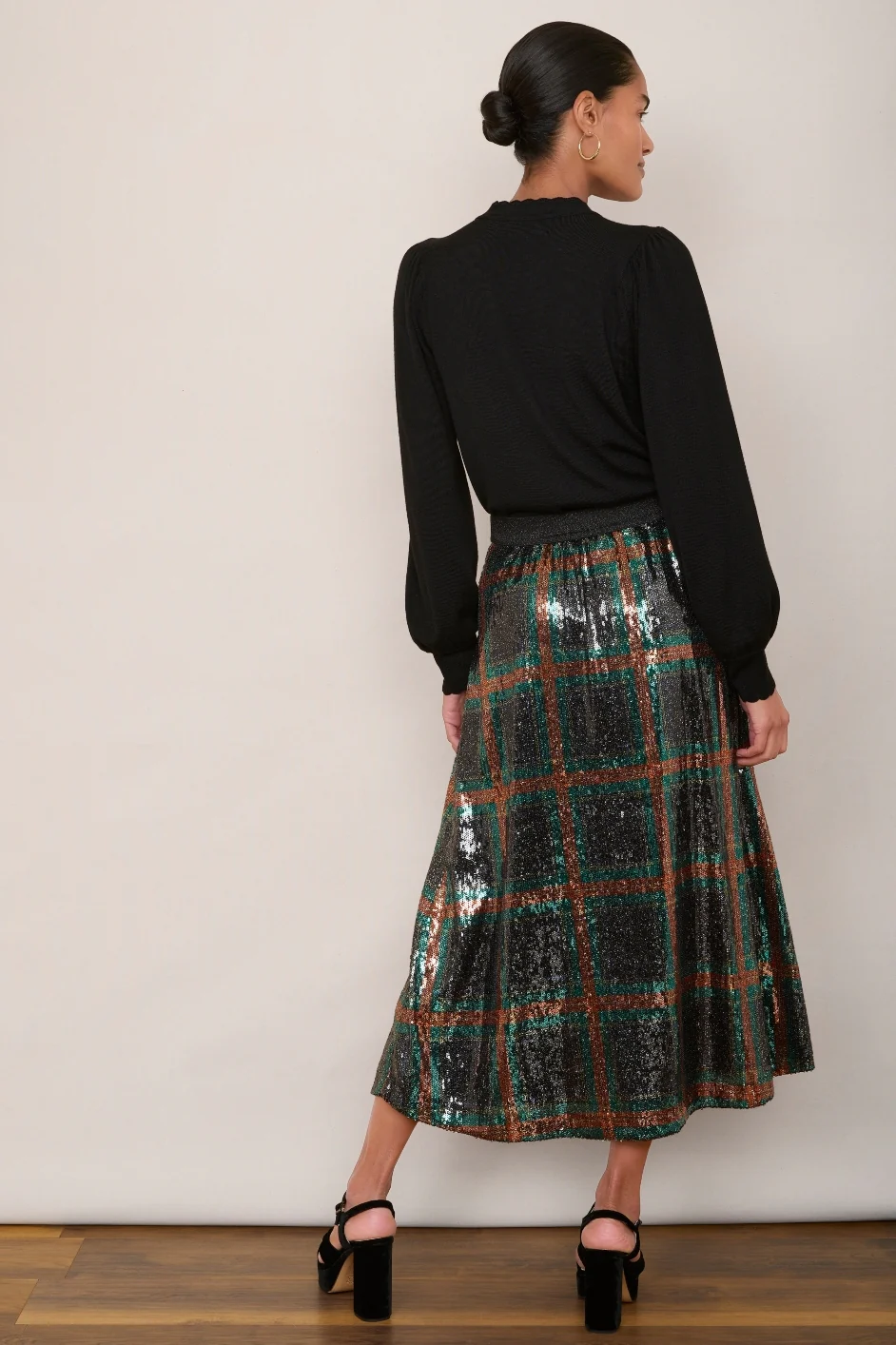 Vivienna Sequin Skirt - Tartan Multi - Image 3