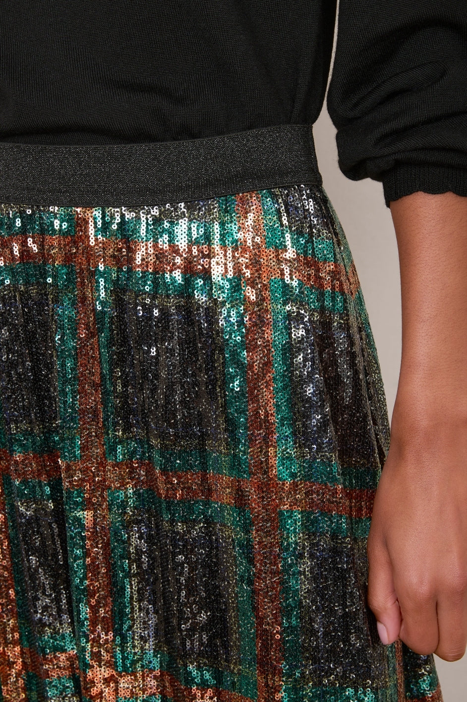 Vivienna Sequin Skirt - Tartan Multi - Image 4