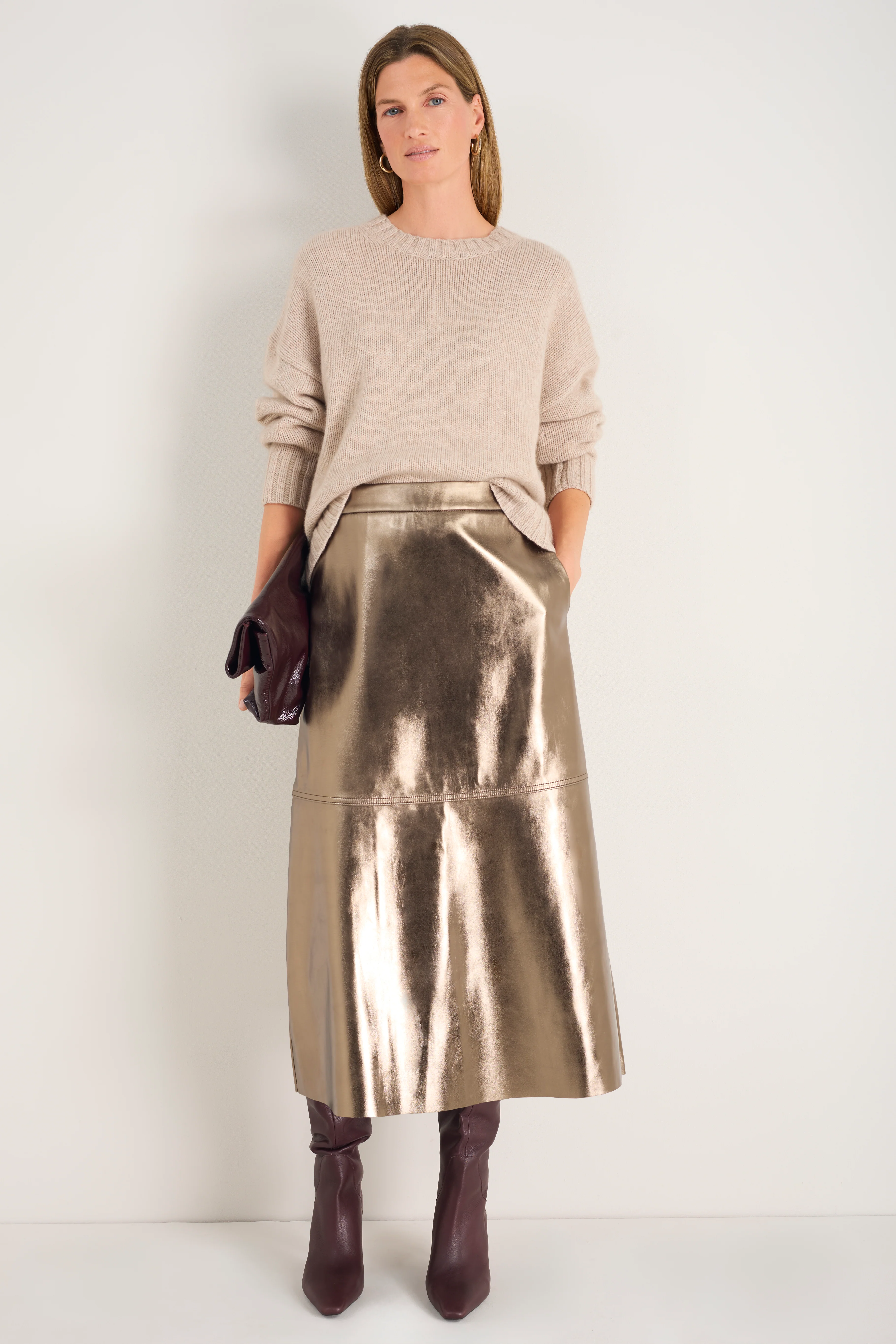 Yasmin Faux Leather Skirt - Pewter - Image 3