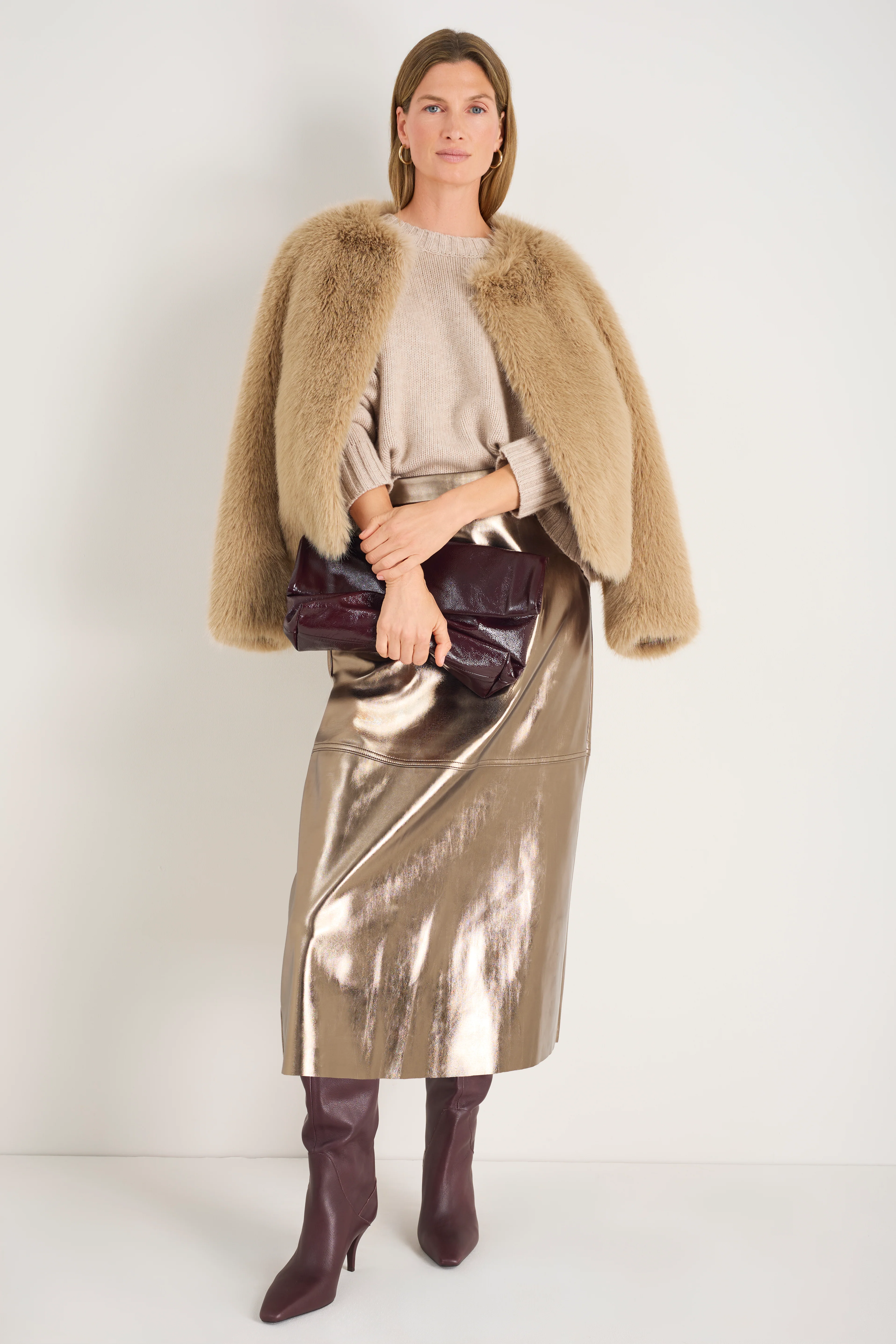 Yasmin Faux Leather Skirt - Pewter - Image 5