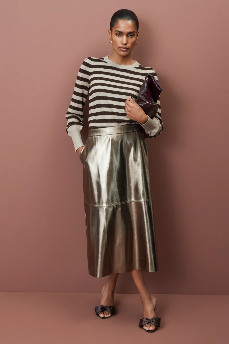 Yasmin Faux Leather Skirt - Pewter - Image 6