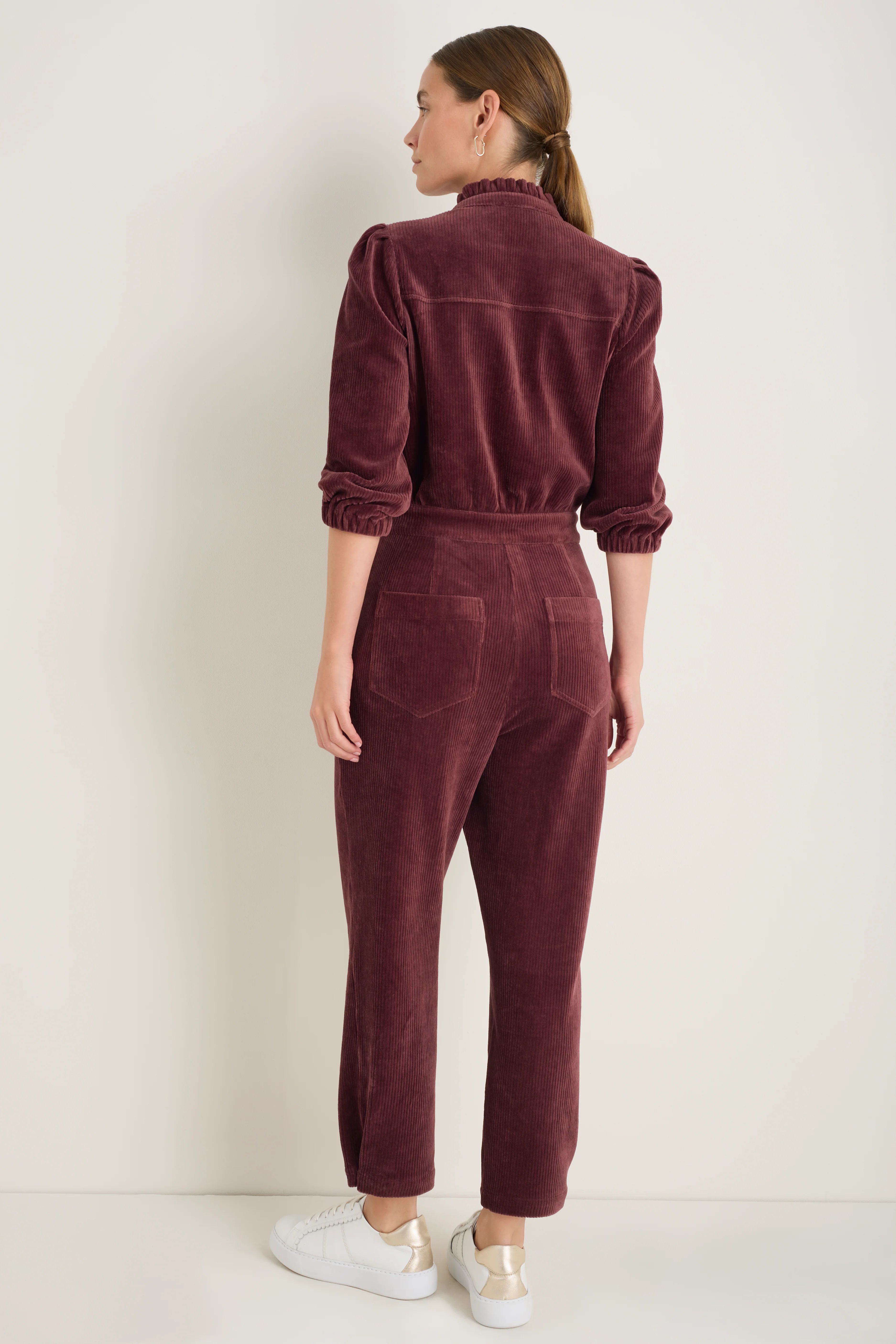 Zeena Cord Velour Jumpsuit - Deep Fig - Image 3